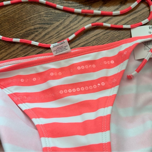 OP NWT striped coral and white stripes with sequin-like print - Picture 4 of 12